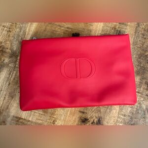 Dior Red Embossed CD Cosmetic Pouch